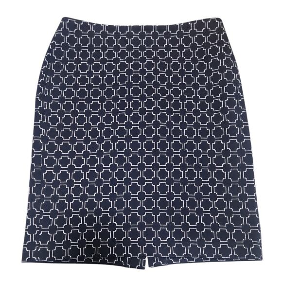 Talbots Navy and White Pencil Skirt Back Zipper Size 10 - Picture 1 of 8